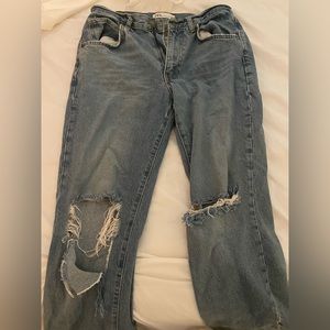 Zara low waisted ripped jeans light medium wash